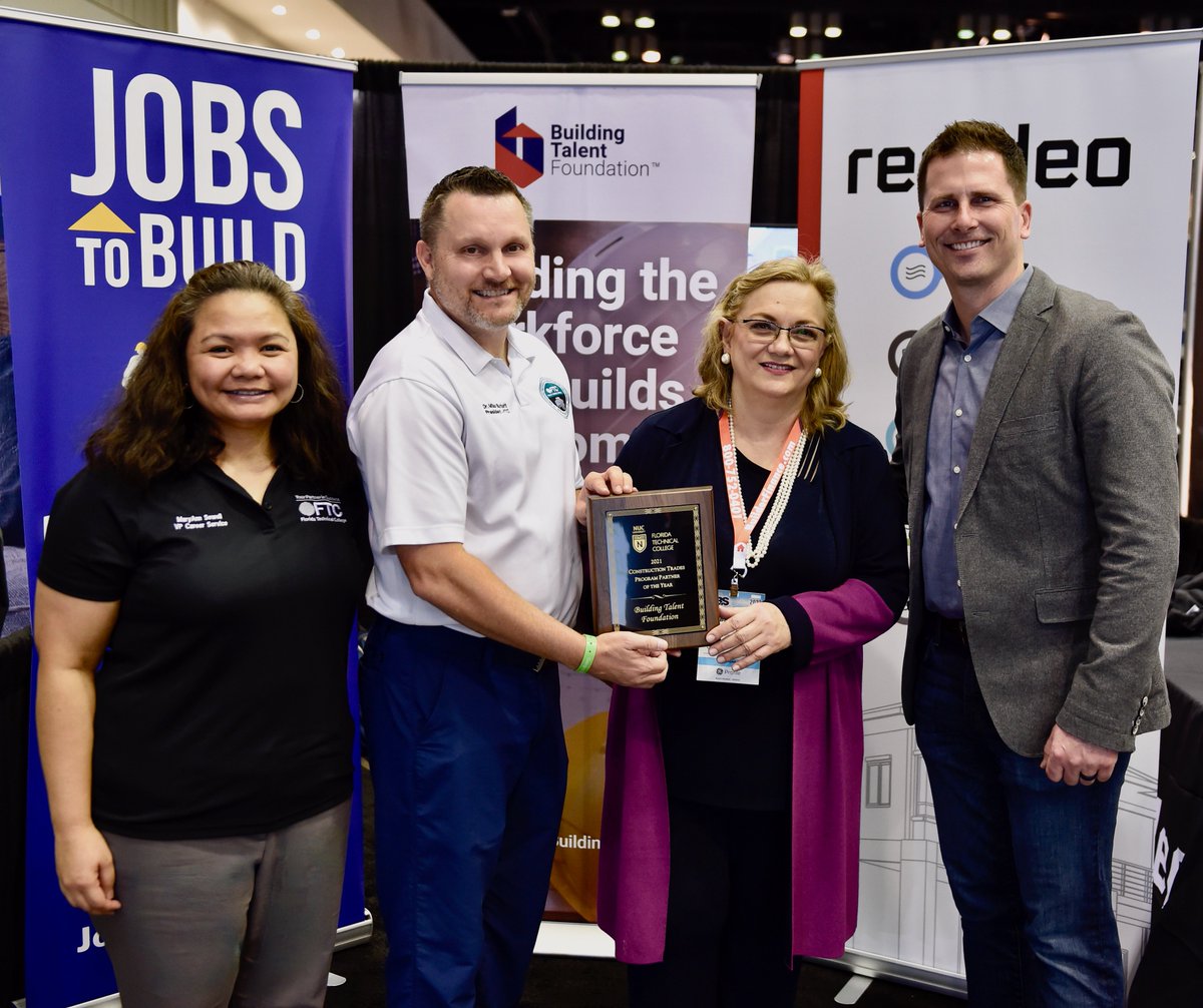 webuildtalent's tweet photo. @FTCcollege Vice President of Strategic Business Development and Career Services MaryAnn Sewell and Florida Technical College President Dr. James Michael Burkett present Construction Trades Partner of the Year Award to Building Talent Foundation CEO 
@brankaminic! https://t.co/GeEFq6TM9T