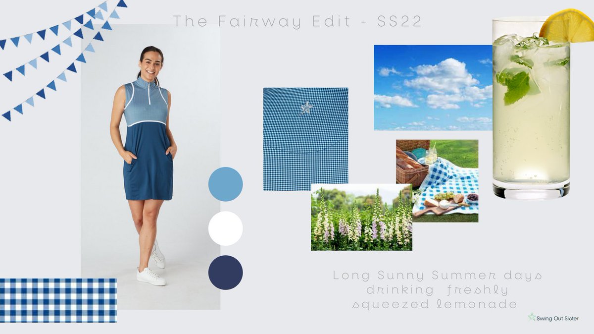 sosladiesgolf's tweet photo. S P O I L E R  A L E R T   Our second SS22 Collection is the Fairway Edit. This traditional blue and white colour scheme is timeless and fits perfectly into the fashion trends of 2022. With the twist of gingham you'll be dreaming of long Summer days and sipping fresh lemonade https://t.co/26oDhDiT6L