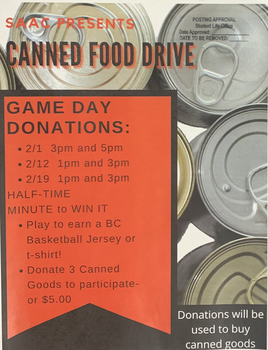 BCBeaverSports's tweet photo. SAAC presents a canned food drive. https://t.co/P7dQiXQYtx