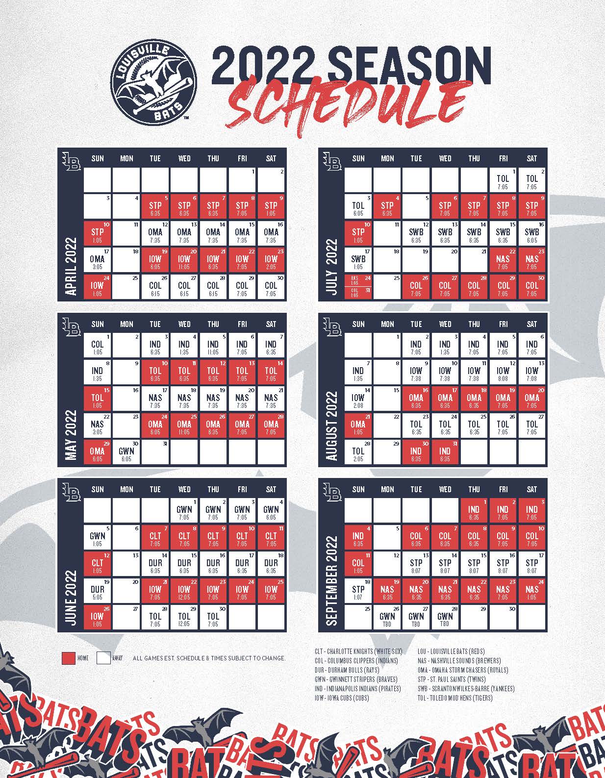 Louisville Bats on X: You want game times? We got game times. We also had  6 extra games added to the schedule. Retweet if you're ready for the  longest season in Louisville