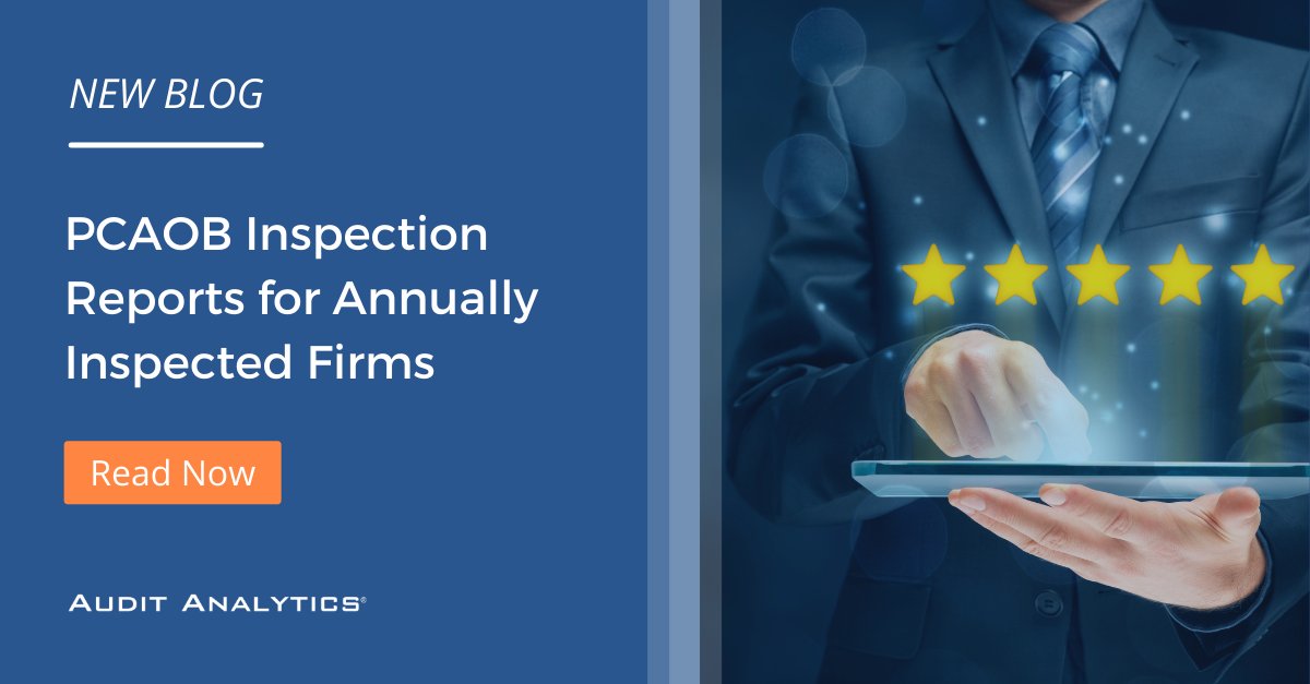 On February 2nd, the PCAOB completed their release of 2020 inspection reports for annually inspected firms. Our latest blog gives an overview of the inspection reports.

bit.ly/3sthQyN

#PCAOB #inspectionreports #auditfirms #auditanalytics