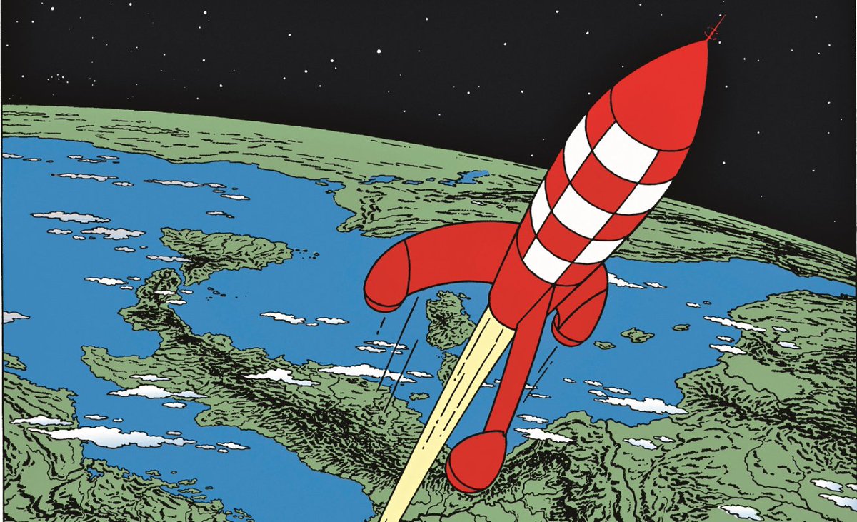 CcPignat's tweet photo. Bonjour à vous - sauf si pour vous la fusée de Tintin est rouge et blanche alors qu'elle est rouge et blanc.

(En revanche, s'il y a des fusées rouges d'une part et des fusées blanches d'autre part, alors là c'est bon : il s'agit bien de fusées rouges et blanches.) https://t.co/2Ja2GUfad2