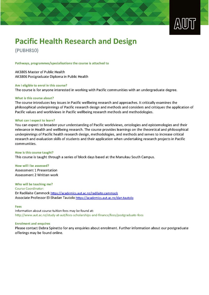 autsphids's tweet photo. If you’re interested in working in Pacific communities, Pacific Health and Wellbeing and Pacific research, then this course is for you! You can expect to broaden your  understanding of Pacific worldviews, and their relevance in Health and wellbeing research. 
#AUTUNI #AUTSPHIDS https://t.co/VMXTI2dGUA