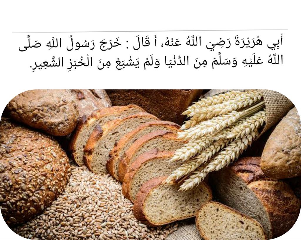 Ebu Hureyre (Allah ondan razı olsun) dedi ki : Rasulallah (Salla sallallahu aleyhi ve sellem) bu dünyadan bir arpa ekmeğine doymadan çıktı.