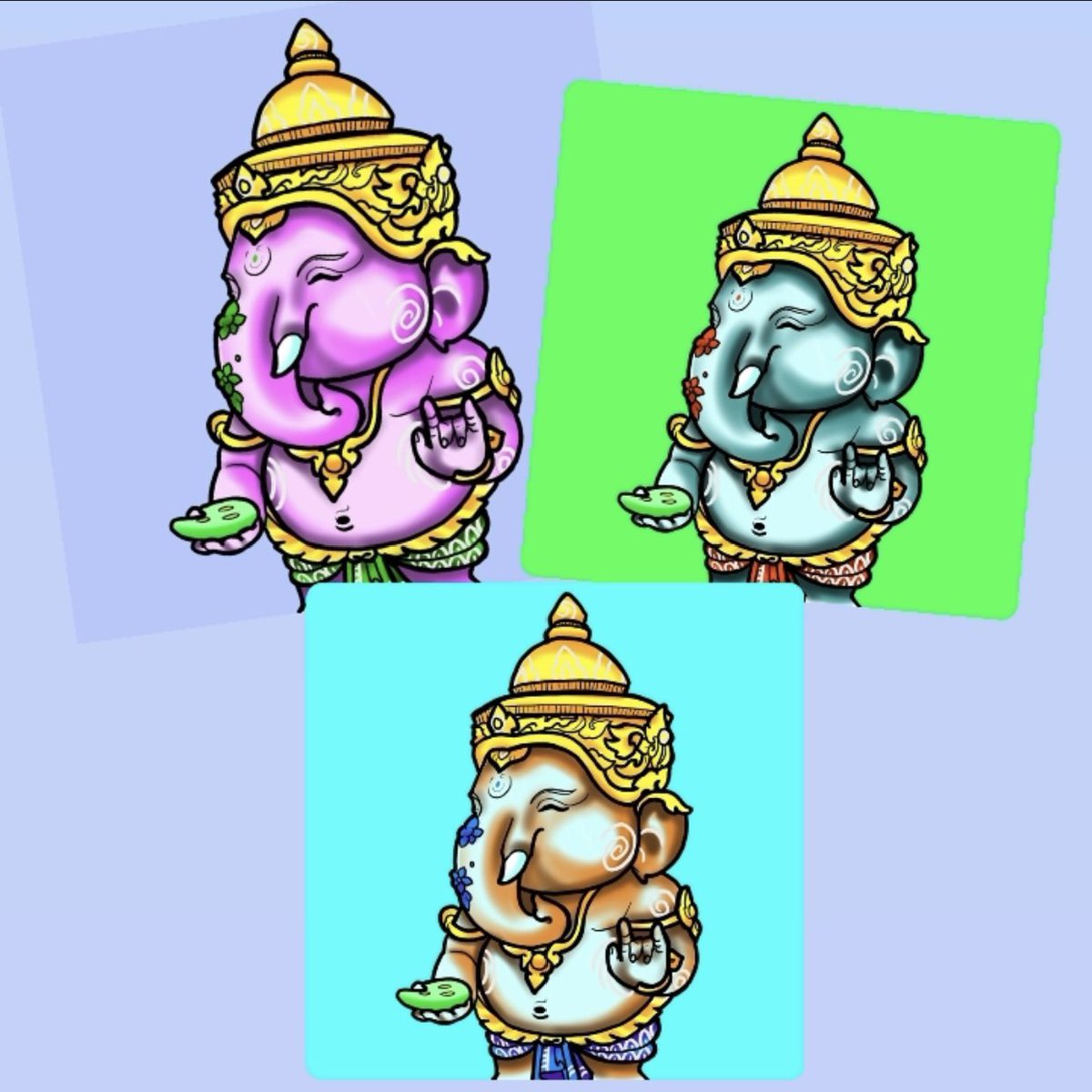 SEAsianTC's tweet photo. Set of 3 Baby Ganesha up for grabs on Opensea 🙌 The god of luck, wisdom, and remover of obstacles. This NFT is sure to bless your collection and NFT journey with success. Link in bio

#NFT #nftcollectors #nftart #nftartist #nftdrop #nftcollection #ganesha #nftcommunity https://t.co/yJ733mY4z8