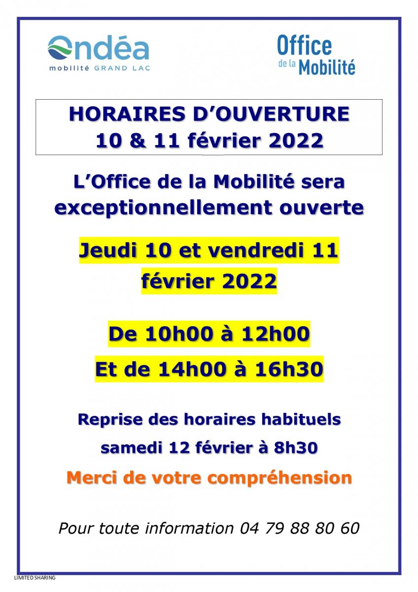 MODIFFICATIONS HORAIRES AGENCE