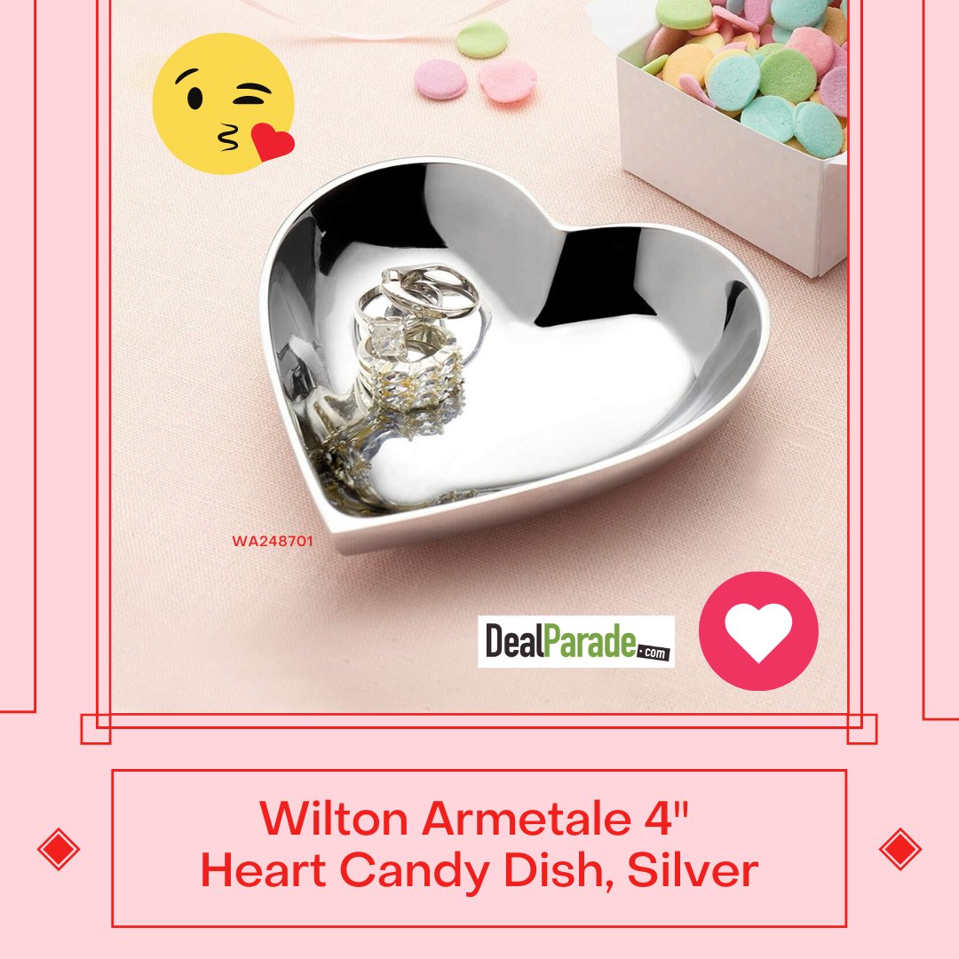 DealParade's tweet image. The Wilton Armetale Heart Shaped candy dish is the perfect addition to any table on #ValentinesDay &amp;amp; all year round.  On sale through #ValentinesDay #heart #love #candy #deal #sale #silver #houseware #home #valentine  dealparade.com/weekly-deals/w…
