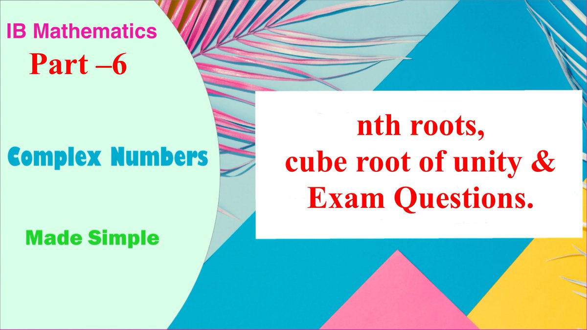 Complex Numbers 6: nth root, cube root of unity & Exam Questions youtu.be/QtS0tvOk_A0 via @YouTube