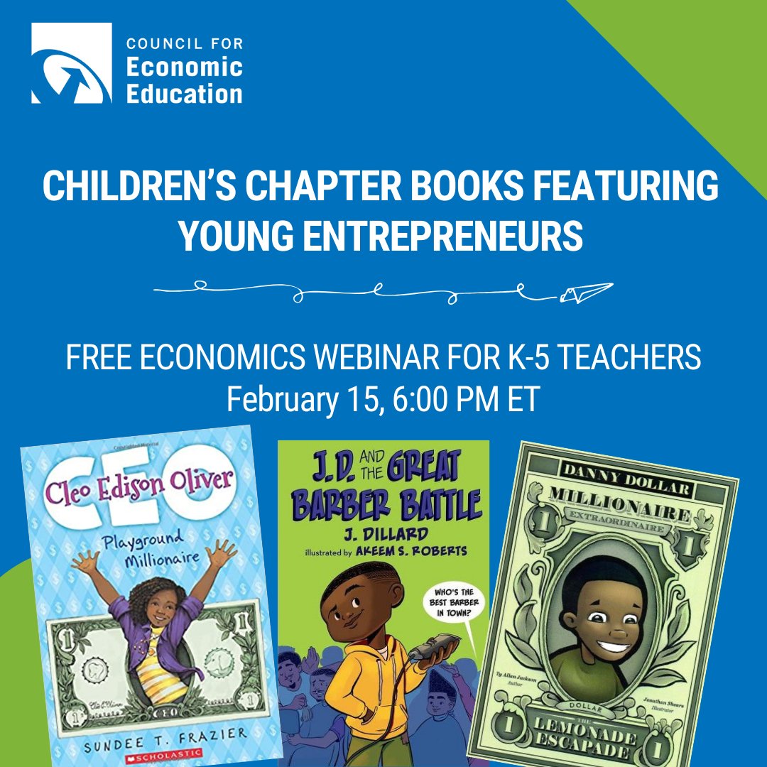 Introduce your students to the concepts of investing, decision-making, profit, goods &amp; services, and producers &amp; consumers using picture books featuring young entrepreneurs! Sign up for the free webinar here: econedlink.org/resources/blac… #economics #BlackHistoryMonth #Entrepreneur