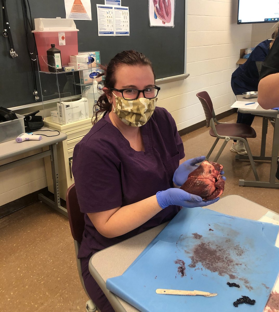 JeffLewBOCES's tweet photo. Learning more about the anatomy of the heart. Students in the New Vision and Medical Careers programs at #BohlenTech recently took part in a heart dissection lab, using deer and pig hearts, which very closely resemble the human heart. #BOCESConnects #pursuingexcellence #boces https://t.co/0jORxM0f7L