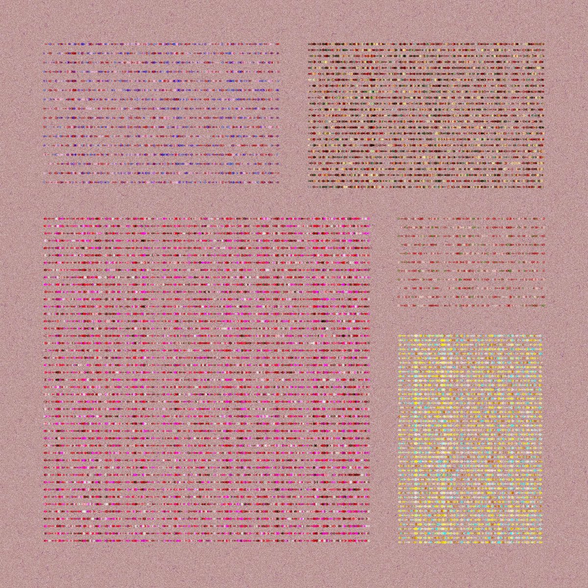 deeplychromatic's tweet photo. Rows - 3 My final attempt at This week's #WCCChallenge topic - by using recursive blocks and changing palettes - fairly proud of this one

#genart #nft #generative #nftcommunity #NFTartist  #p5js #creativecoding #genartclub #genuary #art #generativeart #design https://t.co/iguLmhwrAD