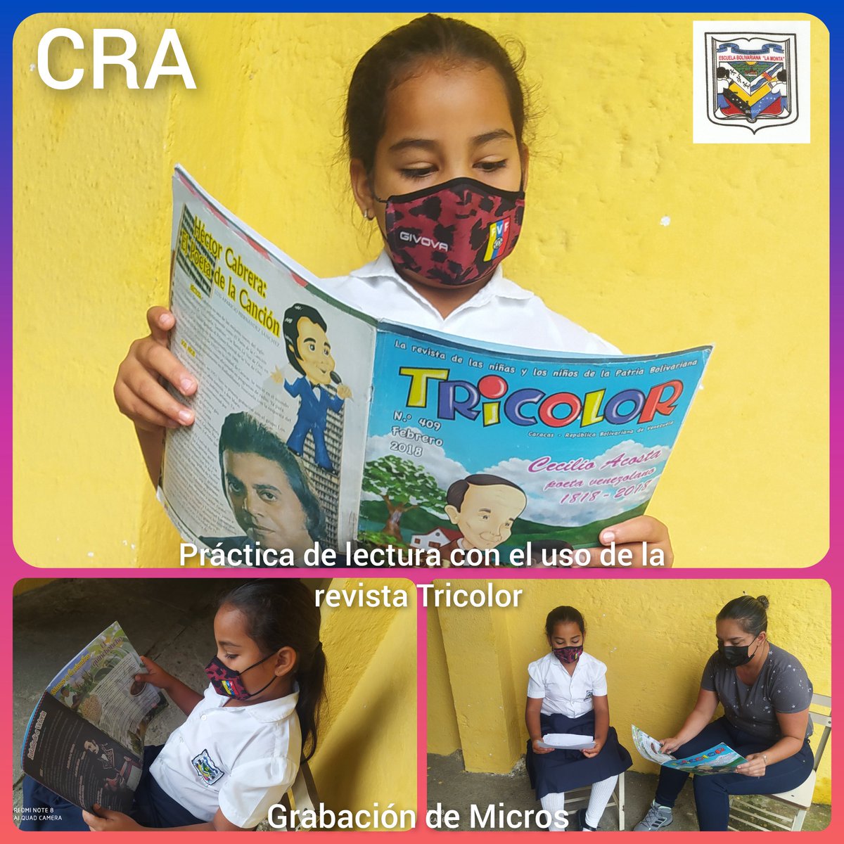 La Coord. De CRA  con los reporteros tricolor llevan a cabo prácticas de la lectura con el uso de la revista Tricolor para la grabación de micro de efemérides <a href="/2018Cra/">CDCE Junín Táchira</a> <a href="/clifpdjunin2018/">@clifpdjunin2018</a> <a href="/Crazet2011/">Crazet2011</a> @MPPEDUCACION @ZonaEducTachira <a href="/Berzabethg1/">Berzabethgandicaoficial</a> <a href="/RosangelaOrozco/">Rosangela Orozco</a> <a href="/cenamectachira1/">Crifpzetachira</a>