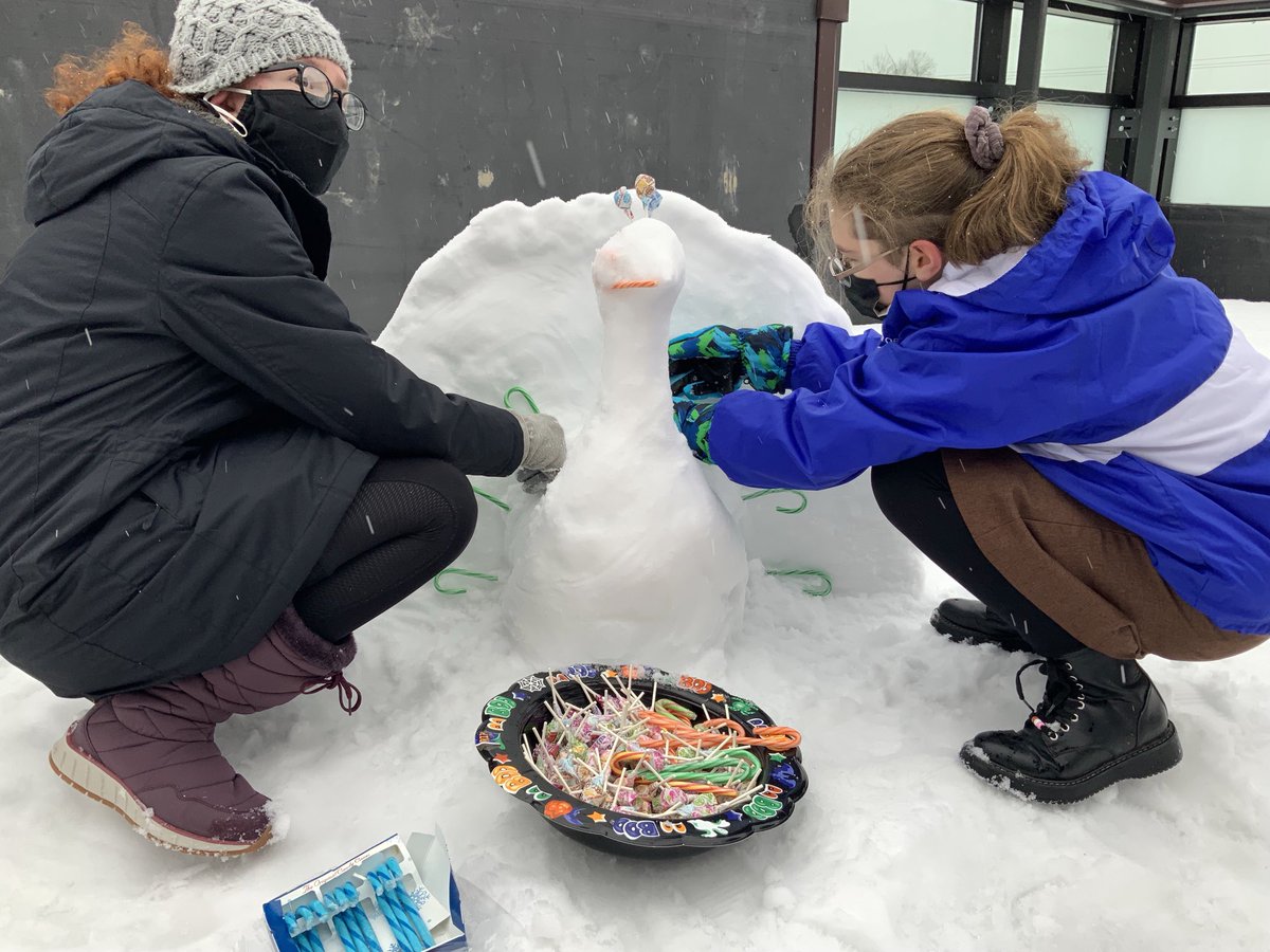Dvolz70's tweet photo. Thank you Ms. Majot for sharing your snow sculpting talents with the Teen Leadership group out on the deck.  #mycrcs, #kvolz70 https://t.co/lwGlW2OgFc