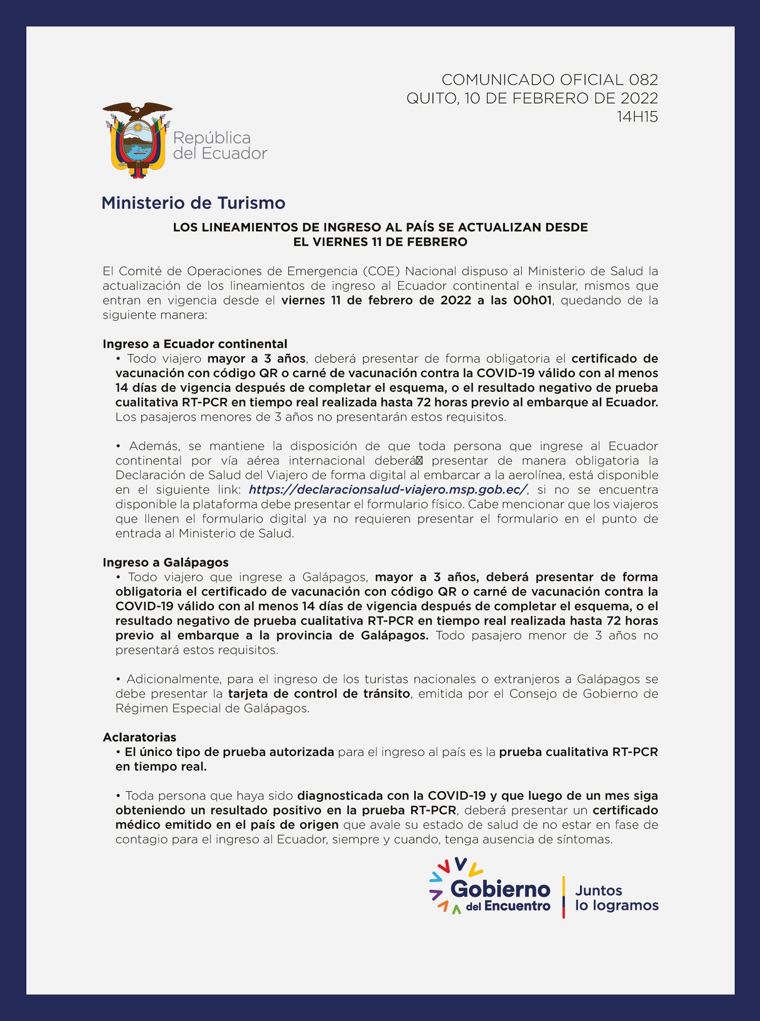 Restricciones y requisitos Covid en Ecuador - Foro América del Sur