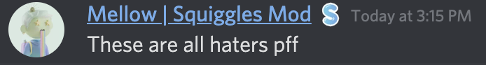 SwinskyMatt's tweet photo. Just got banned from @squiggles Discord. Solid #BlackList win for me today :) #NFT #squigglesnft #CryBabies https://t.co/YmHL9VlNPz