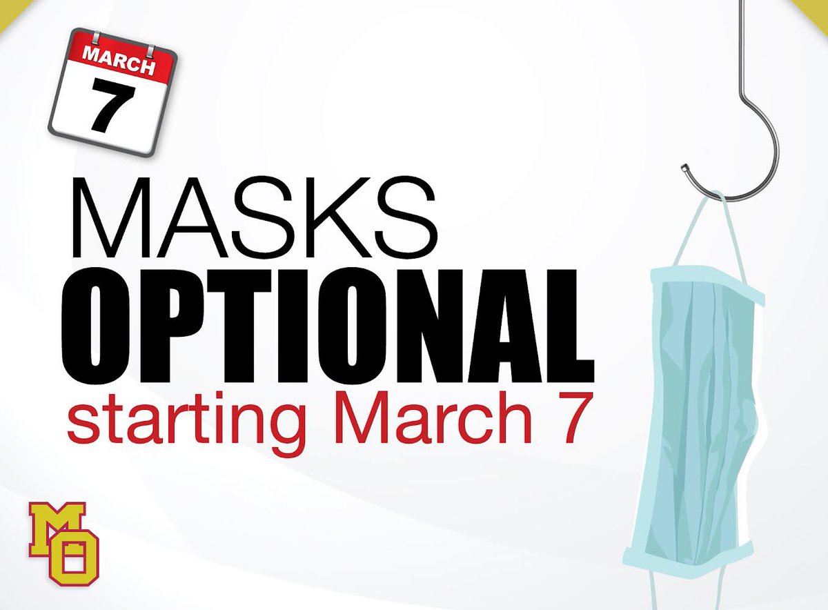 Pursuant to <a href="/GovMurphy/">Governor Phil Murphy</a>’s  announcement, #masks will be optional in all <a href="/MountOliveTSD/">Mount Olive Township School District</a> schools effective 3/7/22.