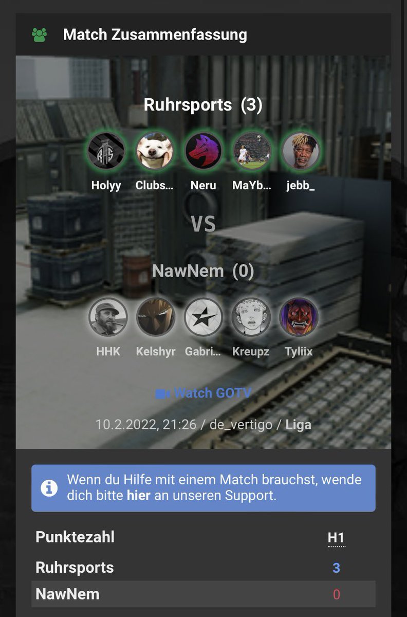 Erste mal ein CSGO Match per Live Ticker verfolgen… Ihr macht das Jungs 🙏🏻
<a href="/MaYbeEcs/">MaYbeE</a> @JebbCS <a href="/Holyyy_/">Holy</a> <a href="/simon_clubs/">Clubss</a> <a href="/OfficialNeru/">Neru</a> 

#malochen