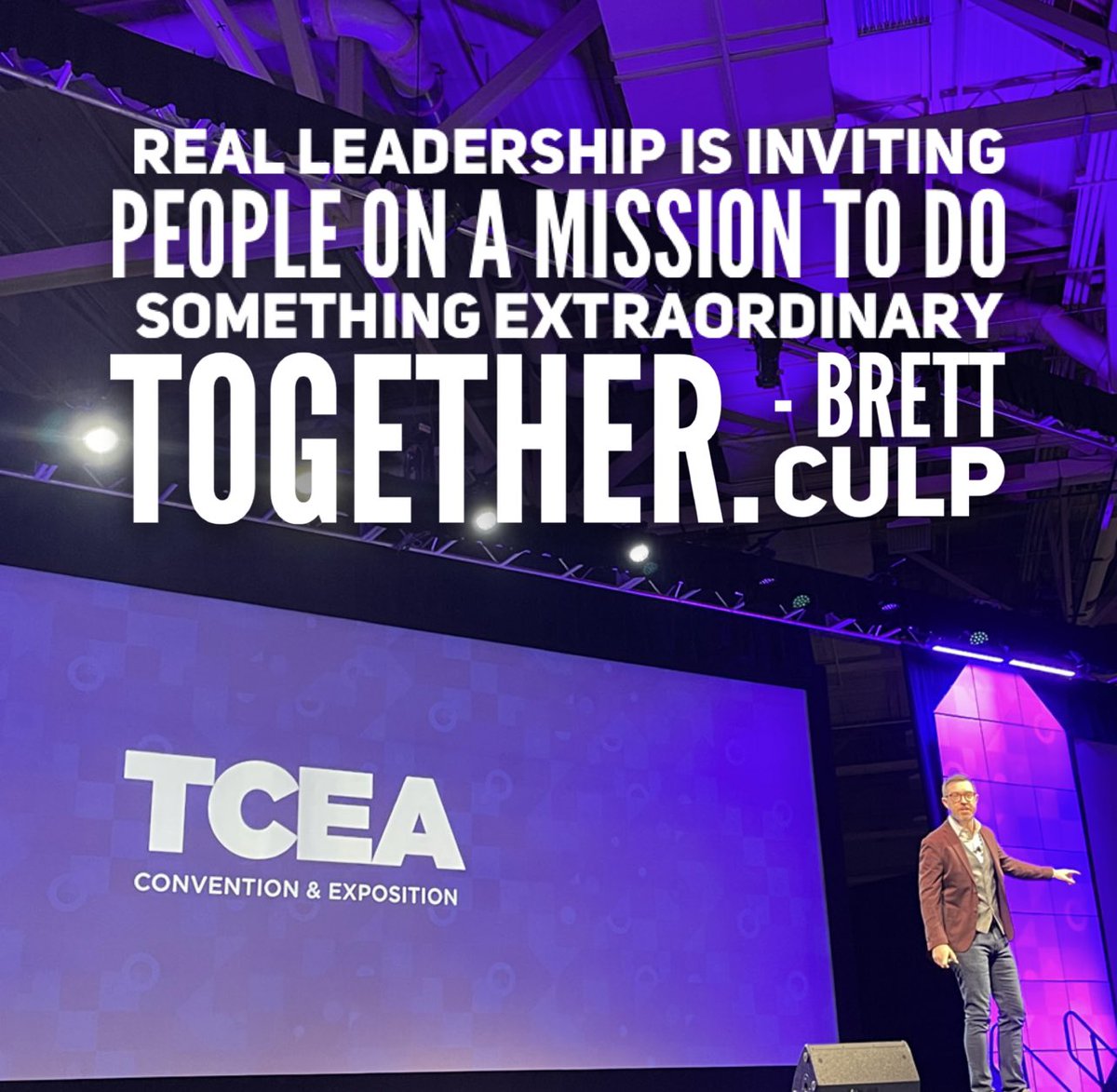 TCEA's tweet image. 💫@BrettCulp Thank you for kicking things off at #TCEA22! It was the perfect start for a week of learning. Kudos to you for making our attendees feel noticed. And, thank you for reminding us that it starts with LEADERSHIP.