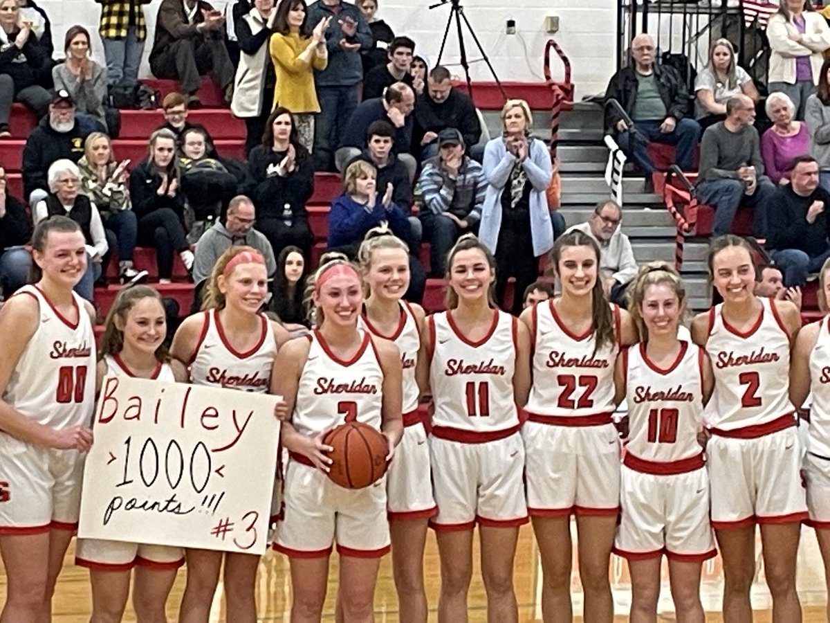 LanceDupler's tweet photo. Congratulations to Bailey Beckstedt on becoming the 9th girls basketball player in Sheridan history to score 1,000 points! https://t.co/G2hqEs1wGl