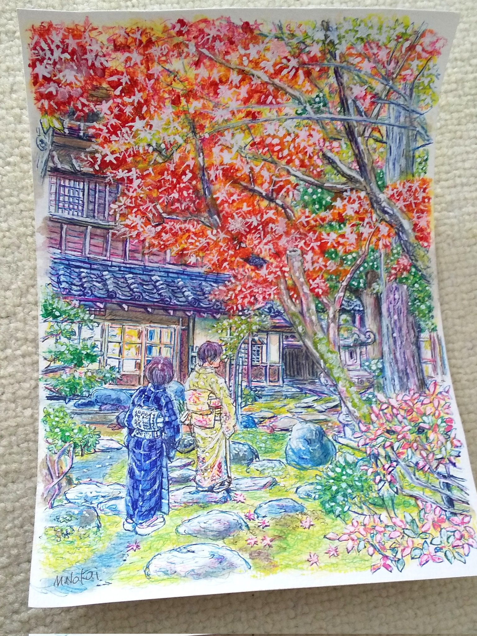 ギャラリーねこい 3月16日亀田イオンカルチャースクールで水彩色鉛筆塗り絵教室をします 本日の新潟紹介イラスト 地元名所の 北方文化博物館 さんが設立記念日です コロナ禍から魅了を伝え様と二年間 描き続けた絵の秋の景色を っ W っ イラスト
