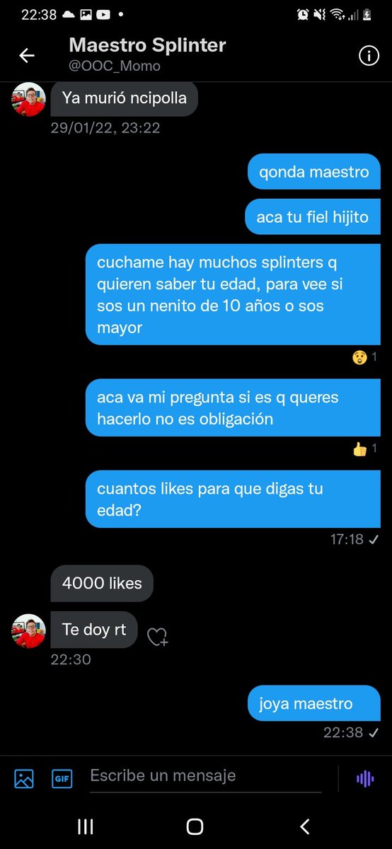 queres saber la edad del maestro? <a href="/OOC_Momo/">Maestro Splinter</a> bueno dame rt y fav, juntos podemos, confio en todos🙌🏻✈