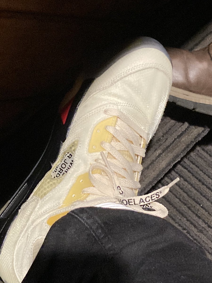 behayes18t's tweet photo. Wear your shoes! #offwhite #airjordan #offwhitesail #airjordan5 #nikekickcheck https://t.co/SigdJKd68x