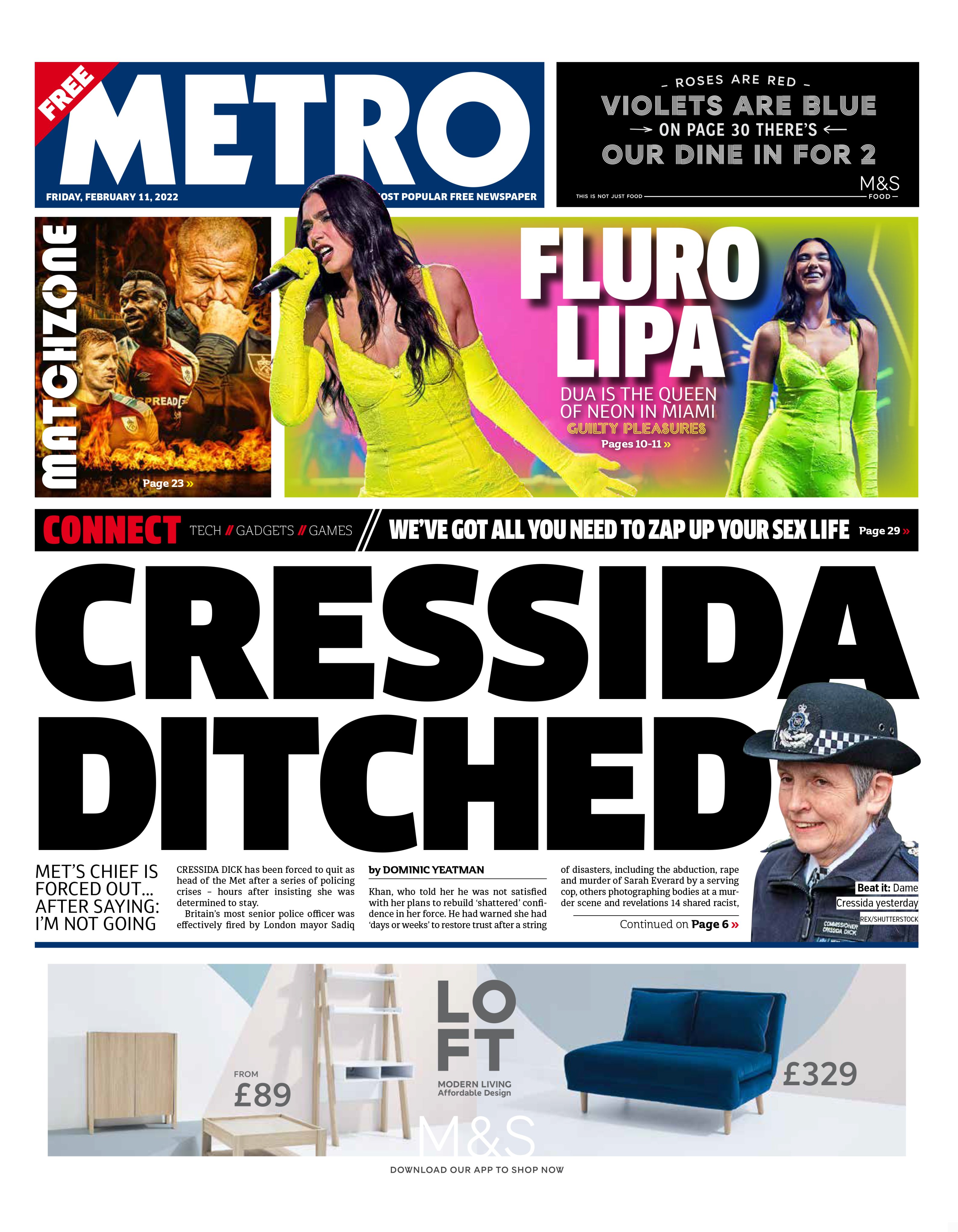 Metro Newspaper UK on Twitter: "Friday's front page: CRESSIDA DITCHED  #TomorrowsPapersToday #BBCPapers #skypapers https://t.co/Punk7mSwnM" /  Twitter