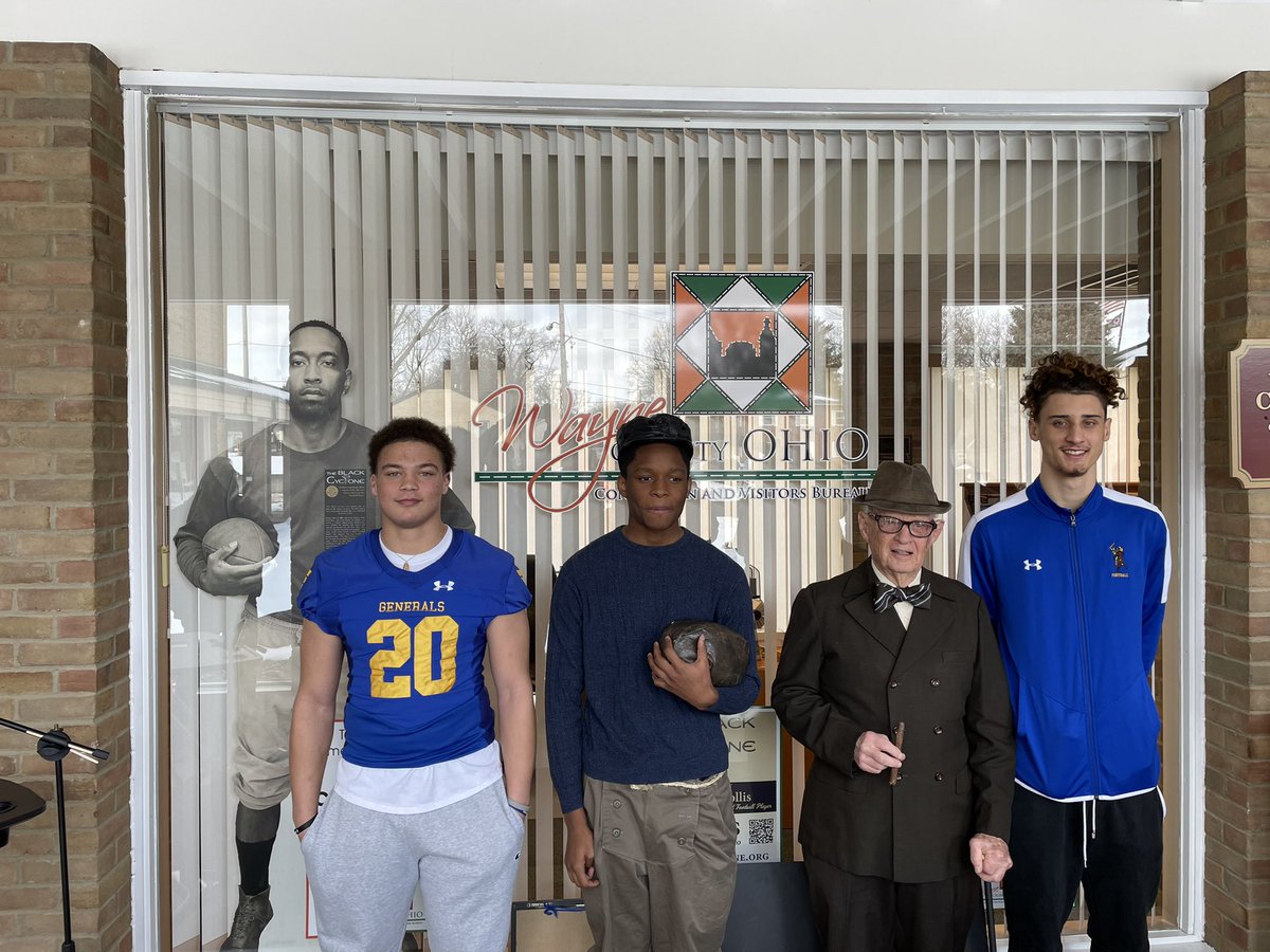 alwaysageneral's tweet photo. Today, WHS Athletics had the awesome opportunity to attend a recognition of Charles Follis at the Wayne County Administration building. The event included actors playing Branch Rickey and Charles Follis (played by our very own Jeremiah Harper!). #GoWoo #BlackCyclone https://t.co/p38oYLTHsM