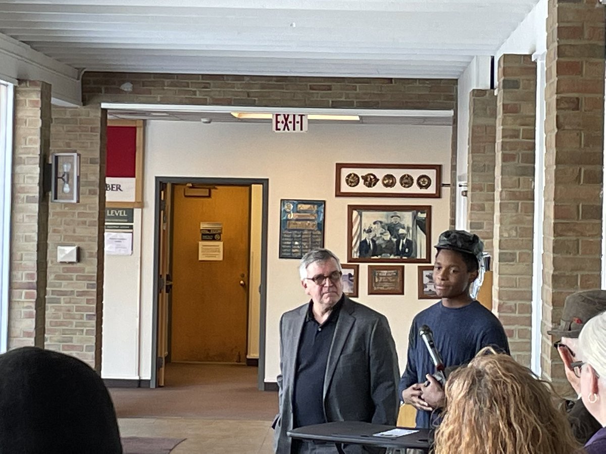 alwaysageneral's tweet photo. Today, WHS Athletics had the awesome opportunity to attend a recognition of Charles Follis at the Wayne County Administration building. The event included actors playing Branch Rickey and Charles Follis (played by our very own Jeremiah Harper!). #GoWoo #BlackCyclone https://t.co/p38oYLTHsM