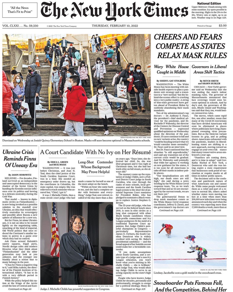 Cover of the New York Times today with my portrait of Supreme Court candidate Judge J. Michelle Childs. Much gratitude to @lancekbooth for the opportunity!