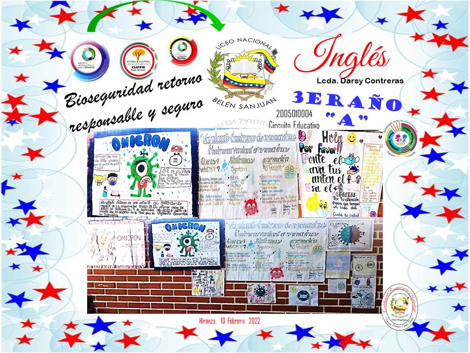 🎙️Desde el Área de Formación: INGLÉS y los estudiantes del 3er año"A"del Liceo Nacional Belén Sanjuan donde este idioma proporciona un acceso para mejorar la educación con el apoyo de la👩Lcda.Darsy Contreras quién vincula el actual plan Bioseguridad retorno responsable y seguro