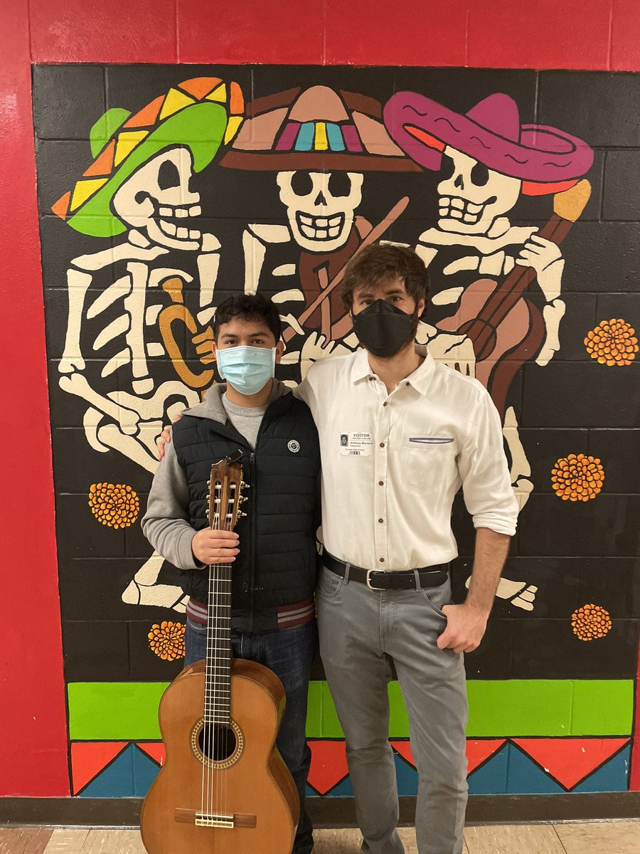 CrockettPlayers's tweet photo. Thanks to everyone at @AustinClassical for the very generous donation of a concert guitar to our senior Michael. #ClassicalGuitar #Mariachi #TotesNotes #Tony https://t.co/uR2eEHQKok