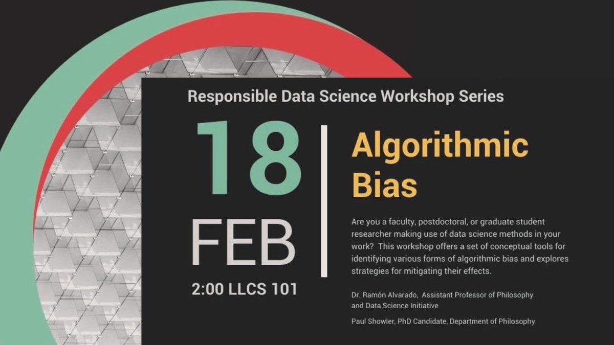 NEXT WEEK: Algorithmic Bias Workshop with NMCC faculty-affiliate <a href="/ramonalvaradoq/">Ramón Alvarado</a>. 

Advanced Registration Requested. Details: blogs.uoregon.edu/newmediacultur…