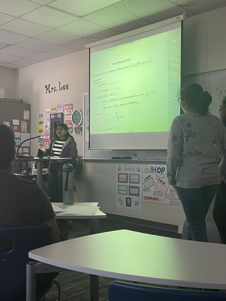 BamfoAddo's tweet photo. Mrs Lee’s BC Calculus class is always fun. Students are teaching lessons to the class over Series Tests for convergence @Cen10titans #FISDSecMath #TitanMath https://t.co/fBBuJ843Mk