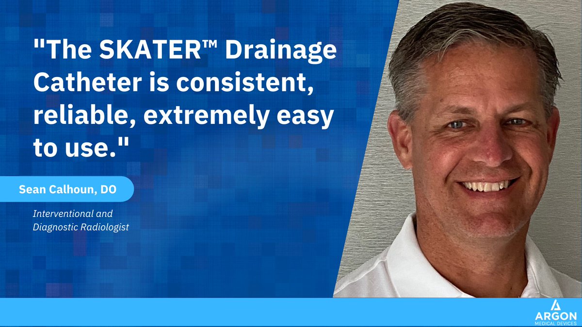 ArgonMedical's tweet photo. Dr. Sean Calhoun, Interventional Radiologist at Morristown Medical Center, says in @IN_publishing “A drain is a drain until it’s not” when discussing the benefits of the SKATER™ Drainage Catheter. Click below to read the full article!
https://t.co/jG54GzQzYN https://t.co/yMFHuJJhV9