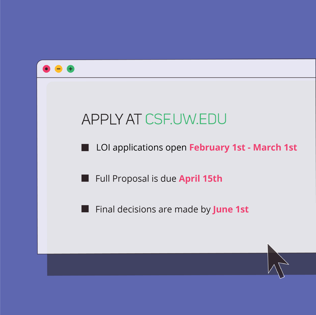 uwcsf's tweet photo. Funding Cycle 3 is open until March 1! Learn more here: https://t.co/xYl2OeVWvh https://t.co/tuG8egNZny