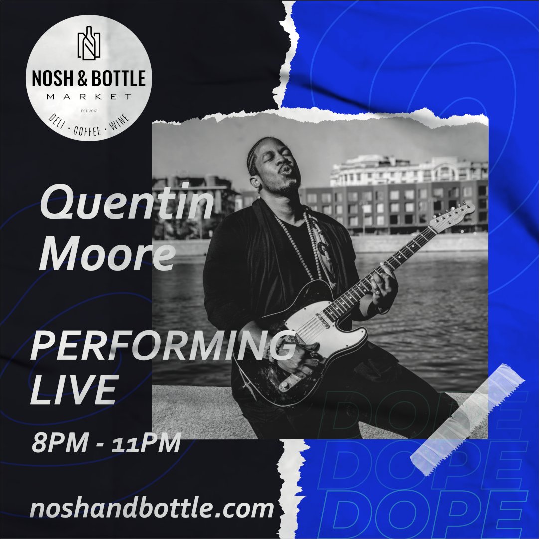 NoshBottle's tweet photo. "Quentin Moore is the sexy prototype for neo-retro soul music with roots in Austin, TX, and wings in international skies." Come see him live tonight at Nosh &amp; Bottle. Music starts at 8pm

RSVP: https://t.co/F38bpesxFM https://t.co/b3hYO1Tm5e