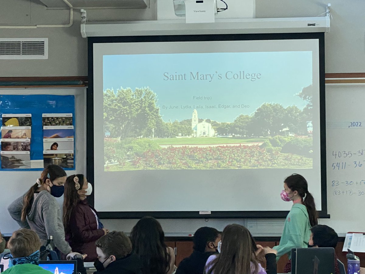 5th graders have been researching @stmarysca all week in preparation for our campus tour later tonight! Today they presented their groups google slides to classmates! We are SO EXCITED! #gogaels #collegeconversations