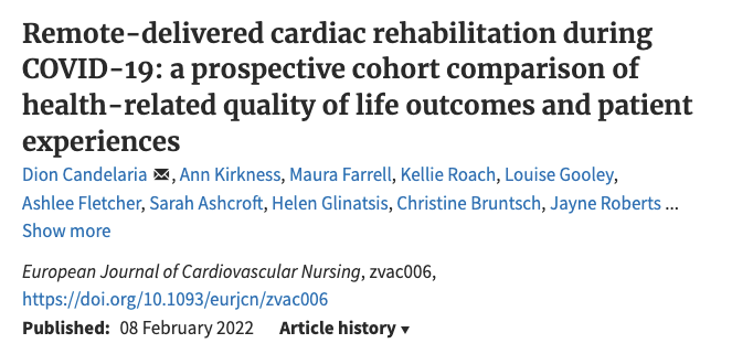 Check out #SOLVECHD #PhD Candidate @DionCandelaria_ 's latest paper on examining the #HRQL outcomes and patient experiences comparing remote vs in-person delivery mode! 
Read more now 👉bit.ly/3gCjHeX

@ACRA_ACRA @heartfoundation @CPC_EMCR @CPC_usyd @syd_health