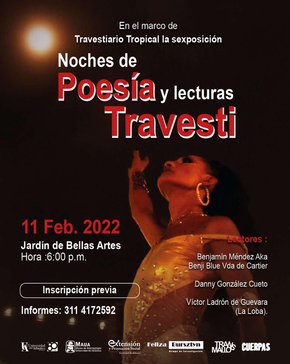 museoMAUA's tweet photo. ¡¡La cita es mañana!! Desde la presencialidad se tendrá un recital de lecturas travestis, en el marco de la exposición Travestiario Tropical, con la presencia de Víctor Ladrón de Guevara, Benjamín Méndez y el director de la exposición Danny González.

https://t.co/ofQejXxeAn https://t.co/PnoTJVPB2m