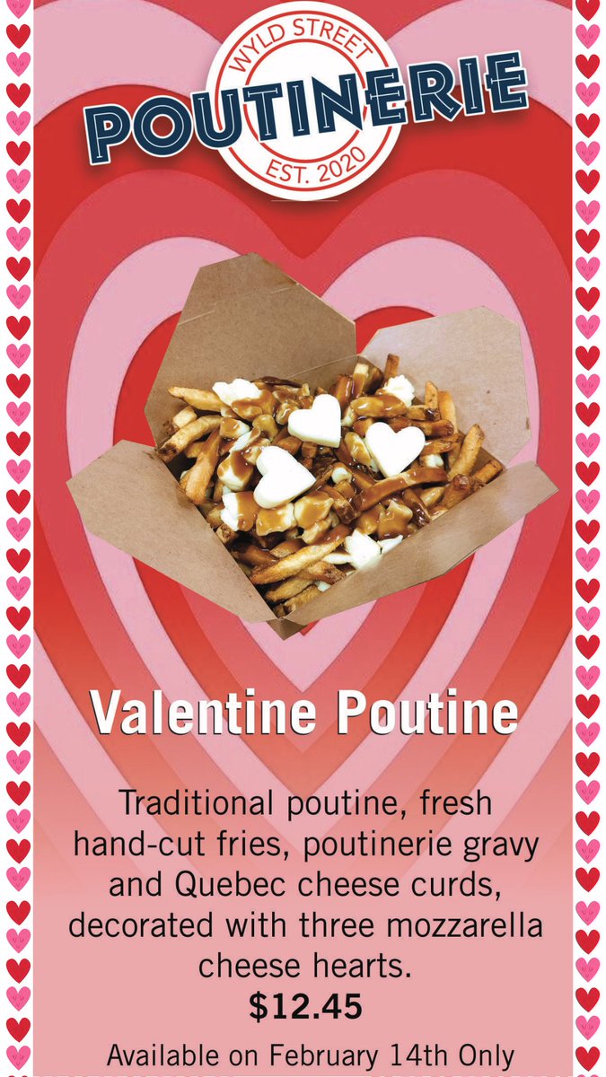 WyldStPoutine's tweet photo. Valentines Day is right around the corner, let us help you and your loved one celebrate with our Valentine Poutine 💕🍟👇
Available to order through @northbayeats 📲 https://t.co/qb7JqWrBQQ