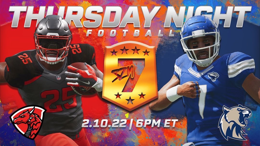 RFL_Sim_League's tweet photo. Week 6 is upon us today as the @rfl_reddragons take on the @CougarsRFL at 6pm ET live on YouTube followed by the @RFLSnowhawks vs @BaronsRfl at 8:30pm ET! Who Ya Got? #RFL #season7 #week6 #madden #madden22 #esports #leaguefirst https://t.co/S5IuRgqTq1