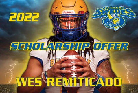 Blessed to receive an offer from Bethany College. Thank you <a href="/CoachKincadeWR/">Shawn Kincade</a> for this opportunity. 🟡🔵