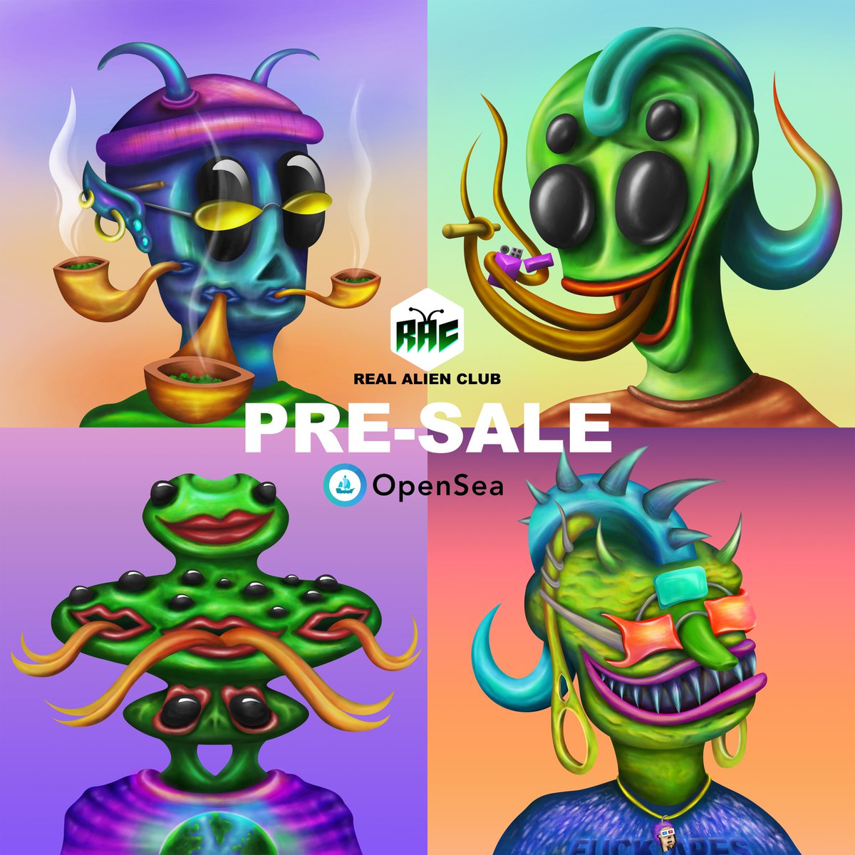 RealAlienClub's tweet photo. PRE-SALE 🔥 Get your favorite alien before it's gone!
👽🖖💚
#NFTs #NFTdrop #NFTCommumity #NFTLAUNCH #nftart #cryptoart #NFTartist #nftcollector https://t.co/B8J4E0ct63