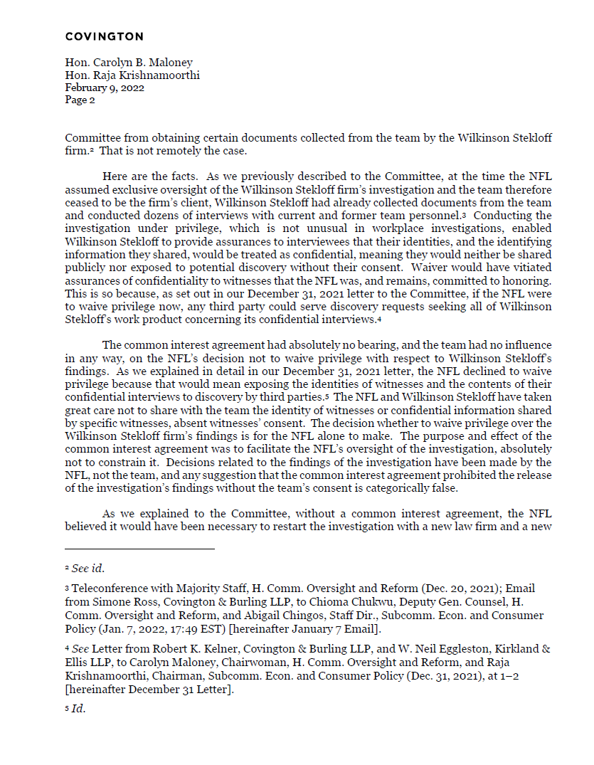DarrenMHaynes's tweet photo. BREAKING: NFL sent this letter to the House Committee on Oversight that the Washington Commanders, not the league, are impeding the committee’s access to many documents related to the investigation of the team @wusa9 #TakeCommand 

More: https://t.co/PZG6tX8KbJ https://t.co/2oR47u3JFu