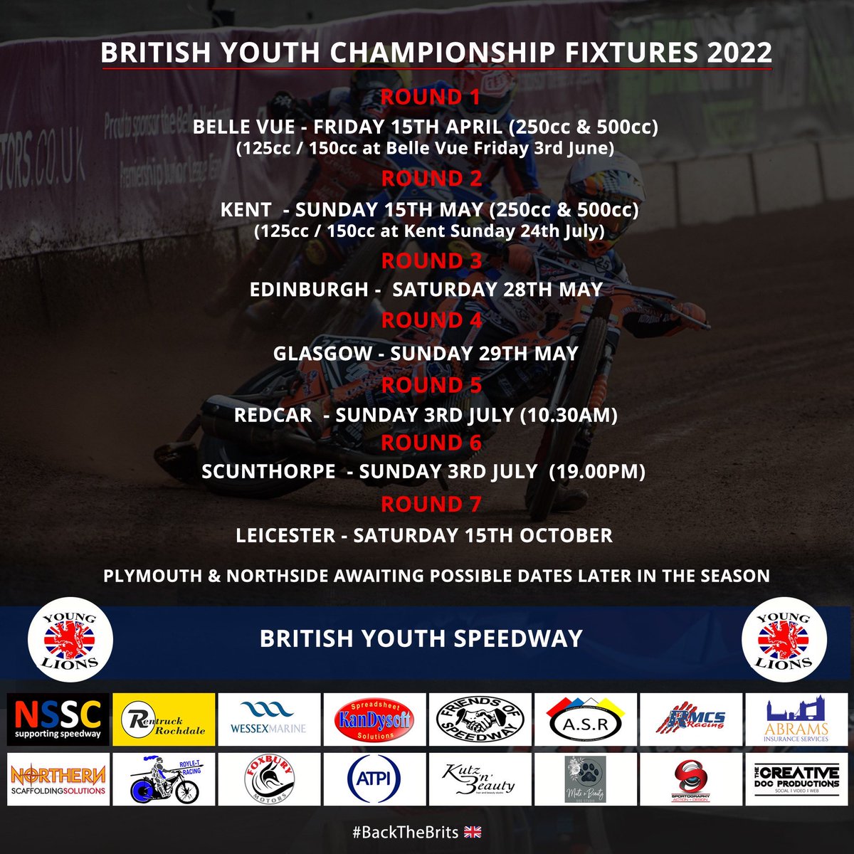 British Youth Championship   dates in Kent.  
15th May 250cc &amp; 500cc 24th July 125cc/150cc