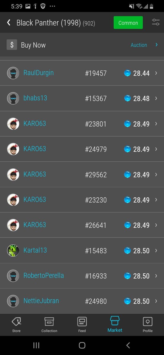 NftD420's tweet photo. Tell me @veve is filled with bots without telling me veve is filled with bots... that's just following one person's listings on the common black panther comic today... disgusting. https://t.co/AVdZW0ZnTC