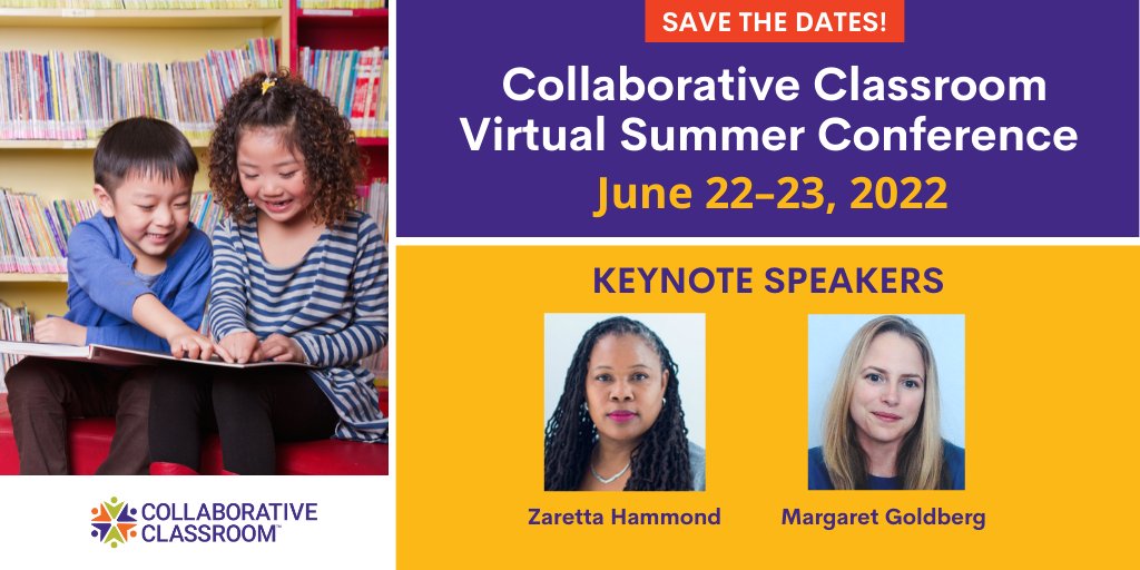Save the Dates! Our virtual summer conference is June 22-23. We're buzzing with excitement about our keynote speakers: Zaretta Hammond &amp; Margaret Goldberg! Registration opens early March. Cost is $150. Sign up to receive conference notifications here: bit.ly/3rGbGfp