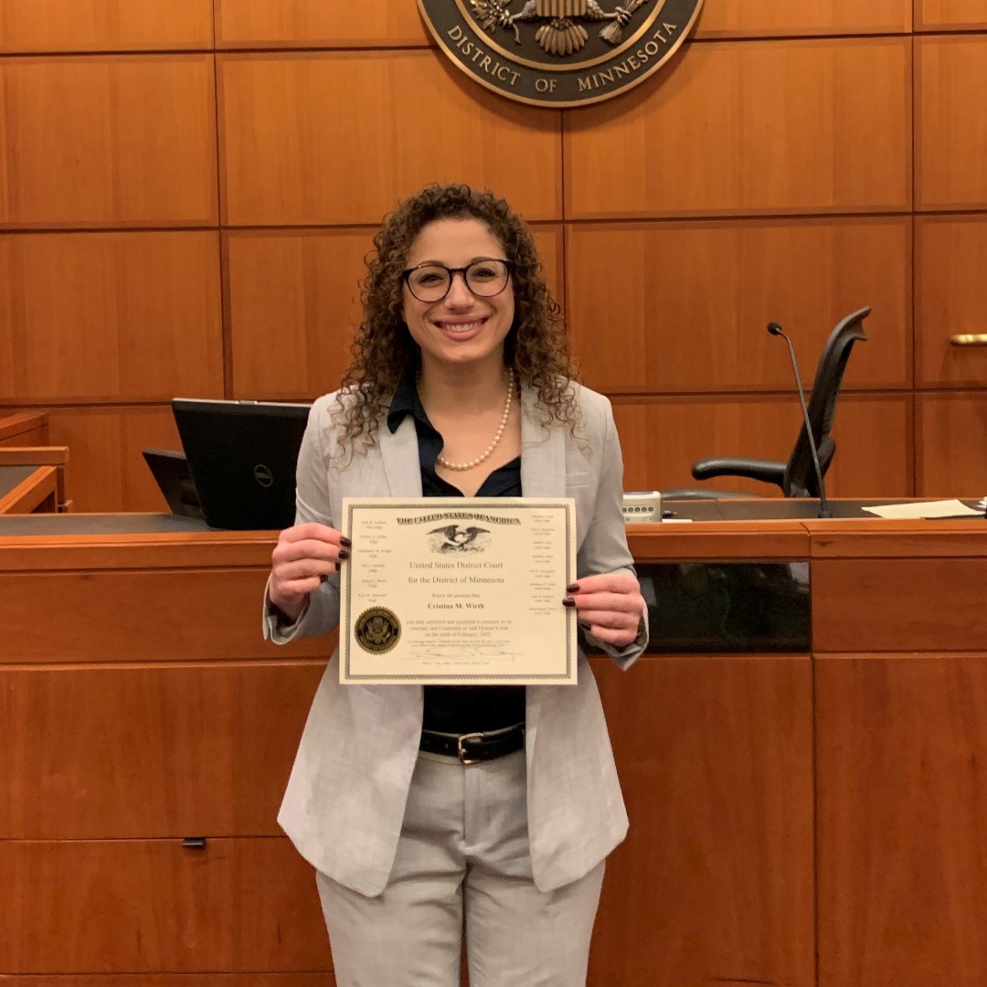 Congratulations to Attorney Cristina Wirth on your United States District Court District of Minnesota Admissions today! Attorney Wirth, a River Falls native, first joined Bye, Goff &amp; Rohde as a clerical assistant in 2012. We are so proud of you Cristina!