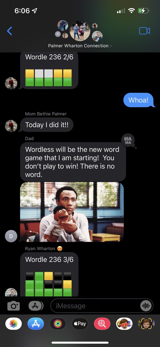 ThePalmerWay's tweet photo. The year is 2022. My family is deep in the trenches of #Wordle. Perry is trying to be a trendsetter and is revolting. #palmermoment https://t.co/PMdixr8qjp